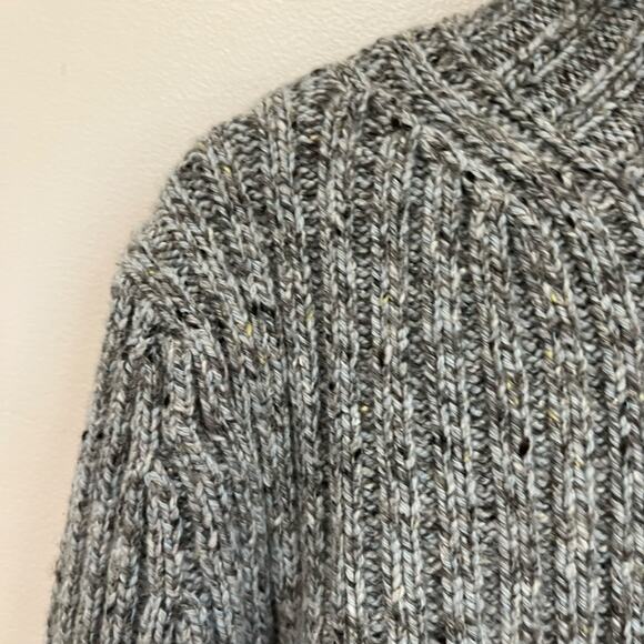 Elie Tahari Merino Cashmere Ribbed Sweater L Gray Chunky Knit Luxury Soft - Picture 5 of 7